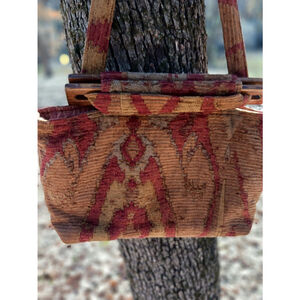 Tapestry Pattern Brown & Red Shoulder Bag